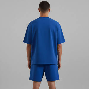 Camiseta de Algodón Azul para Hombre de Alta Calidad con Logotipo Estampado en la Parte Delantera, Cuello Redondo, Corte Holgado, Informal de Verano, Manga Corta, Transpirable - Product Image 2