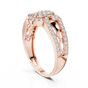 Anillo de Oro Rosa de 10K con Diamante Cultivado en Laboratorio, Anillo Eterna Halo con Diamantes en Espiral, Anillo Aurora Twist Halo con Diamantes - Product Image 4