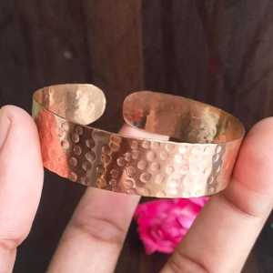 Belladec Handcrafted Hammered Red <b>Copper</b> Plated Wide Open <b>Bangle</b> Artisan Statement Jewelry Rustic Elegant Gift for Women - Product Image 5