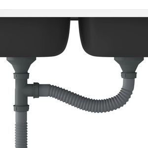 Évier de cuisine en acier inoxydable argenté avec deux bacs 31,5''x19,7''x6,1'' - Product Image 6