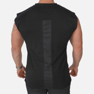 Débardeur sans manches noir pour homme, col rond, décontracté, en coton/fibre de bambou, respirant, séchage rapide, mettez l'accent sur ce qui compte - Product Image 3
