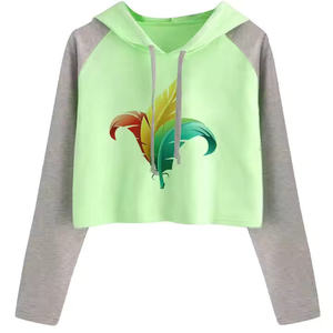 Wholesale High Quality Long Sleeve Casual Custom Women Crop <b>Top</b> Hoodies With <b>String</b> Low MOQ With Your logo - Product Image 2