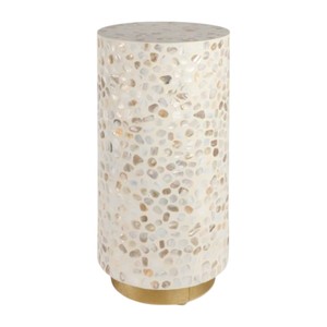 Tabouret de bar rond en nacre incrustée fait main au Vietnam, table d'appoint de luxe pour salon et hôtel - Product Image 1