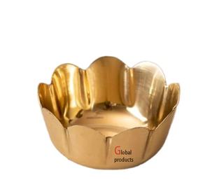 Tazón de acero inoxidable de metal con forma de flor con acabado dorado de diseño único para bar restaurante de hotel y hogar - Product Image 1