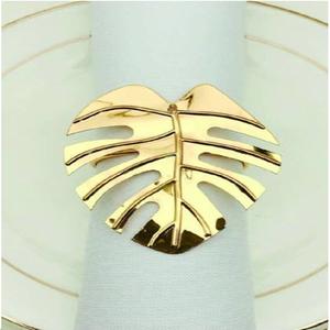 Anneau de serviette en métal doré en forme de branche d'olivier, design feuille, support décoratif pour serviettes, vente en gros pour mariages et hôtels. - Product Image 6