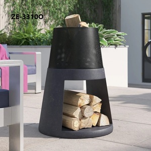 Modern Black Stainless Steel <b>Fire</b> <b>Pit</b> <b>BBQ</b> Freestanding Outdoor Gas Wood Heating Powder Coated Design - Product Image 3