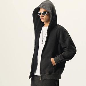 เสื้อฮู้ดดี้ปักลายตามสั่ง สไตล์สตรีทแวร์ ผ้าฟลีซ วินเทจ ทรงโอเวอร์ไซส์ ล้างสีแบบแอซิดวอช สีซีดจางแบบซันเฟด แต่งดีเทลขาดๆ แบบดิสเทรส ซิปหน้า - Product Image 4