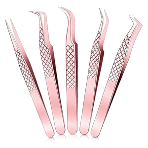 Juego de Pinzas para Extensión de Pestañas, Herramientas de Belleza, Kit de Pestañas con Punta de Fibra de Color Rosa y Negro Personalizable - Product Image 1