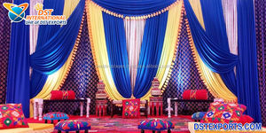 Toile de fond de mariage élégante Rideaux colorés pour scène Décoration de drapé de scène de fête de mariage moderne Drapé de nuit Mehndi coloré - Product Image 3
