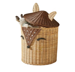 Cesta de Almacenamiento de Mimbre Fox con Tapa, Organizador de Juguetes de Animales del Bosque Tejido, Contenedor de Ropa Sucia de Mimbre para Guardería Infantil - Product Image 2