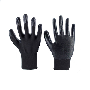 Gants de sécurité épais antistatiques, absorbants l'humidité, usage général, bleu et blanc, enduits de nitrile, poignet tricoté lisse antidérapant, 10 mil - Product Image 1