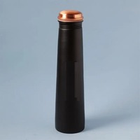 Bouteille d'eau en cuivre noir avec motif arbre de vie et mandala, style bohème, vaisselle de voyage portable