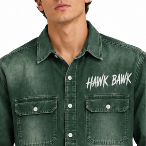 Men Denim Shirt Long Sleeve Casual Up Shirt <b>Button</b> Up With Chest Pockets <b>Turn</b> Down Collar Twill Fabric Autumn Wear Shirt - Product Image 4