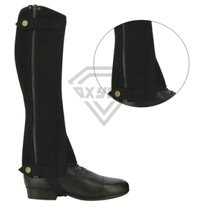Leather Equestrian Horse Riding <b>Half</b> <b>Chaps</b> Leg Cover Protector Best Size Leather <b>Half</b> Leather <b>Chaps</b> Cheap Price OEM Custom - Product Image 3
