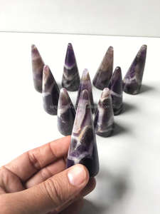 Natural Amethyst Ring Holder | Crystal Ring Cone Stand | Polished Gemstone Jewelry Display - Product Image 5