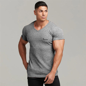 Camiseta de Gimnasio Personalizada para Hombre, Cuello en V, Algodón |   100% Algodón, Liso, Sin Marca, Ropa Deportiva y Casual - Product Image 6