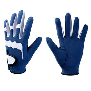 Gants de golf en microfibre bleue, respirants, à doigts entiers, unisexes, fermeture à enfiler - Product Image 1