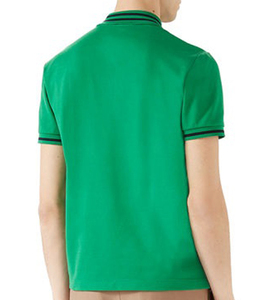 Polo de Manga Corta para Hombre, Color Verde, con Patrón de Abeja Bordado, Ribete en Contraste, Corte Regular, Estilo Preppy, Tela Piqué - Product Image 2