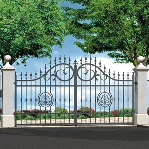 Modern Steel Driveway Gate with Decorative Wrought Iron Details for Main Entrance and Residential <b>Security</b> Use with Elegant Art - Product Image 4