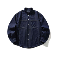 Kemeja Kerja Denim Pria Harga Terjangkau, Dua Kantong, Fashion Sederhana, Kasual, Lengan Panjang