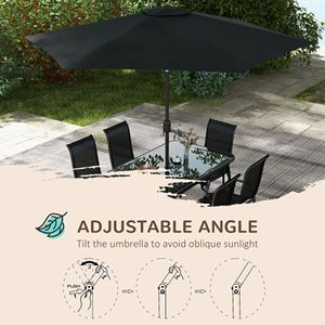 Set di Mobili da Giardino Neri in 8 Pezzi con Ombrellone da 2,7 Metri, Tavolo e Sedie da Esterno - Product Image 5