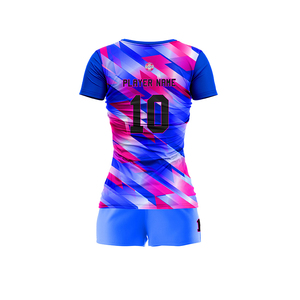 Maillots et shorts de volley-ball unisexes personnalisés par sublimation, design bleu vif, taille plus, kit uni - Product Image 6