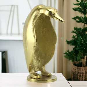 21cm H X 15cm W X 10cm L Golden Penguin Sculpture Artistic Tabletop <b>Decor</b> Modern Design Eco-Friendly Durable Handmade Aluminium - Product Image 3
