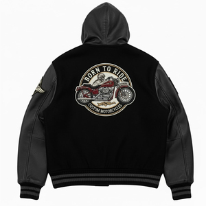 Veste universitaire à capuche pour homme, douce et confortable, avec broderie et patchs, style Letterman. - Product Image 2