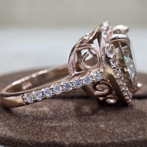 แหวนพลอยเพชรโมอิสตัดรูปหัวใจทันสมัย925สเตอร์ลิงเงินแฮนด์เมดตั้งค่าฝา - Product Image 2