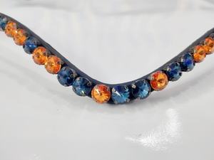 Diadema de Cristal Azul y Naranja Hecha a Mano con Diamantes, Decorativa para Caballos, Producto de Calidad para Espectáculos Ecuestres - Product Image 3