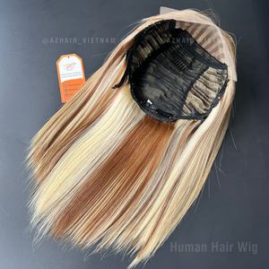 Livraison dans le monde entier pas cher liste de prix brut vierge réel vietnamien blond Extensions de cheveux humains perruque Highlight Wave épais de haute qualité - Product Image 1
