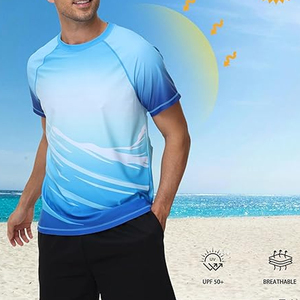 เสื้อยืดกีฬาผู้ชายแบบรัดรูป แขนสั้น ป้องกันรังสียูวี รับผลิตตามแบบ OEM - Product Image 4