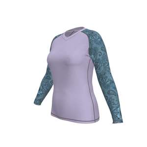 Custom Women Long Sleeve Rash Guard With Floral Print Anti UV <b>Compression</b> <b>Shirt</b> Spandex Polyester Full Sleeve Top - Product Image 4