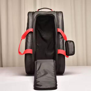Sac de sport et de tennis robuste et imperméable, sacoche noire texturée effet carbone avec deux compartiments principaux, sangles décoratives - Product Image 3