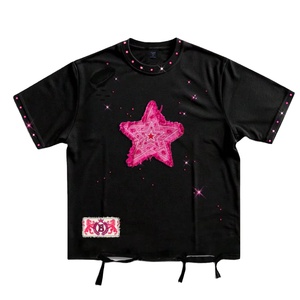 Oversized Boxy Style Eco-Friendly Breathable Casual Loose Fit 100% Cotton Rhinestone Custom Manufacturing Bulk Men's <b>shirts</b> - Product Image 1