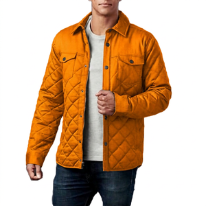 Veste matelassée verte pour homme, coupe-vent, style vêtements de travail, col rabattu, coupe classique, couleur unie, manches longues - Product Image 3