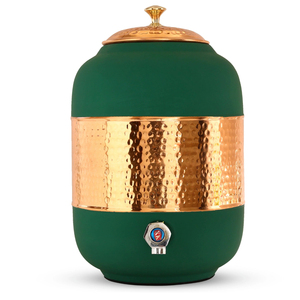 Recipiente de Cobre Tradicional Indio con Recubrimiento en Polvo Verde, Tanque de Cobre Ecológico para Almacenamiento de Agua, Dispensador de Agua Decorativo para Cocina - Product Image 1