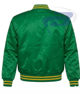 Chaqueta Bomber de Satén de Invierno de la Hermandad Chi Eta Phi con Letras Griegas Amarillas en Relieve, Chaqueta Bomber de Satén CEPhi Resistente al Viento - Product Image 2