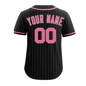 Vente en gros de nouveaux maillots de baseball personnalisés sublimés, à rayures, col en V, fermeture à boutons, unisexe, adulte, coupe régulière, respirant - Product Image 4