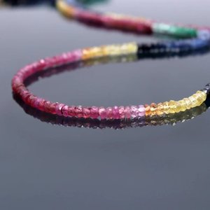 Multi Precious Faceted Rondelle Beads Ruby Emerald Sapphire <b>Rainbow</b> Gemstone Strand Wholesale Bulk - Product Image 3