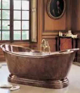 Baignoire autoportante ovale de luxe en cuivre martelé avec une seule cuvette et finition antique, écologique pour salle de bain et spa - Product Image 5