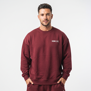 Sweat-shirt à col rond pour homme de haute qualité, couleur vin, en coton doux, décontracté, pour tous les jours - Product Image 3
