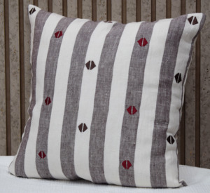 100% Flax Linen Embroidered Striped Cushion Cover Decorative <b>Throw</b> Pillow Case Minimalist Home Decor Wholesale Manufacturer - Product Image 1