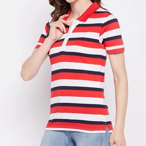 Polo personnalisé bleu ciel pour femme avec logo brodé, col jaune, vente en gros, pour homme et femme, vêtements de sport - Product Image 5