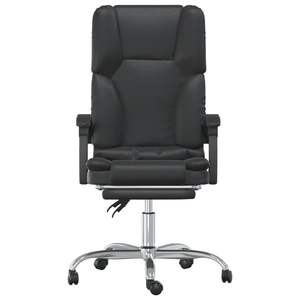 Chaise de bureau en similicuir noir avec fonction massage, grande construction en contreplaqué et métal - Product Image 3