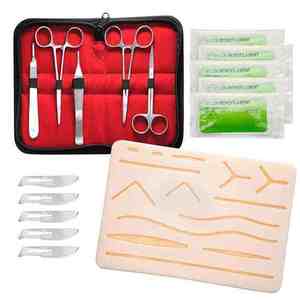 Complete Surgical Suture <b>Practice</b> Kit Stainless Steel Scissors Forceps Minor Surgery Training Curved Suture <b>Pad</b> Manual Power - Product Image 3