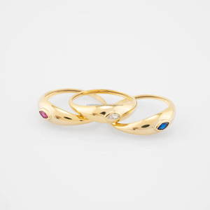 แหวนตราประทับทรงโดมประดับเพชรทรงมาร์คีส์ ชุบทองบนเงินแท้ พร้อมขอบประดับเพชร แหวนแต่งงานหรูหราสำหรับผู้หญิง น้ำหนัก 4.50 กรัม แหวนของขวัญสำหรับทุกเพศ - Product Image 2