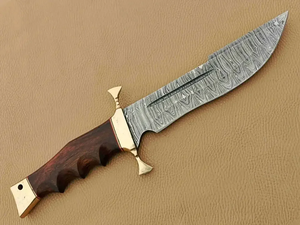 มีดล่าสัตว์ LEGACY BLADES เหล็กดามัสกัสเกรดอุตสาหกรรม ปลายมีดแบบ Drop Point ด้ามไม้ ใบมีดแบบ Fixed Blade ขอบตรง ทำด้วยมือ - Product Image 3