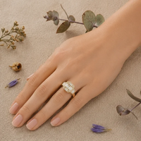 Anillo de compromiso con diamante talla Asscher y bisel, estilo Art Deco, chapado en oro de 18k, con moissanita cultivada en laboratorio certificada por IGI y piedras laterales, anillo de fantasía.