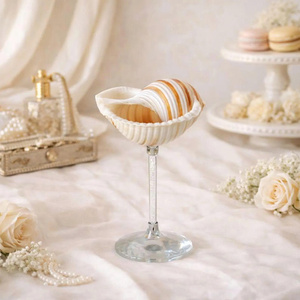Verre à vin en coquille de conque, décoration d'intérieur, vaisselle, verrerie, coquille de mer naturelle blanche, tasse à boire, cadeau d'inspiration française pour maman, unique - Product Image 4